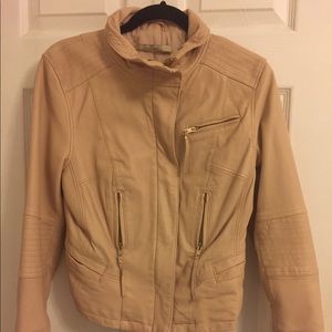 Zara 100% Leather Moto Jacket Blush Pink.
